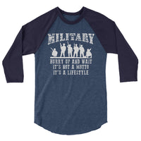 Military Hurry Up and Wait Lifestyle | Premium Men's 3/4 Sleeve Shirt