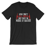 Guns Don't Kill People But They Do Make It Easier | Premium Mens T-Shirt