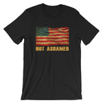 Not Ashamed America Flag | Premium Mens T-Shirt